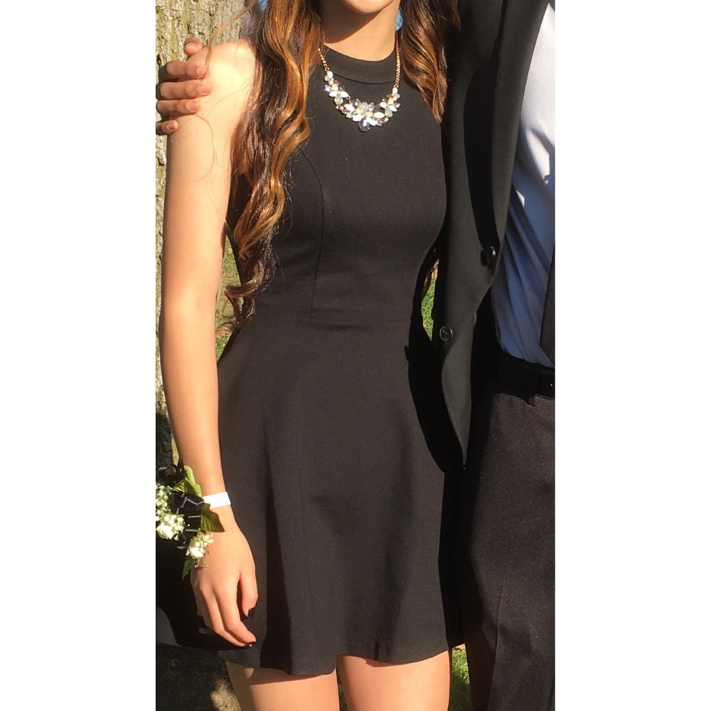 Black Windsor Dress with strappy detailing on back